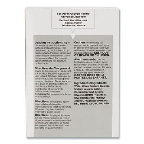 Georgia Pacific Professional Liquid General Purpose Soap Refill, 800 mL, 12/Carton (48113)