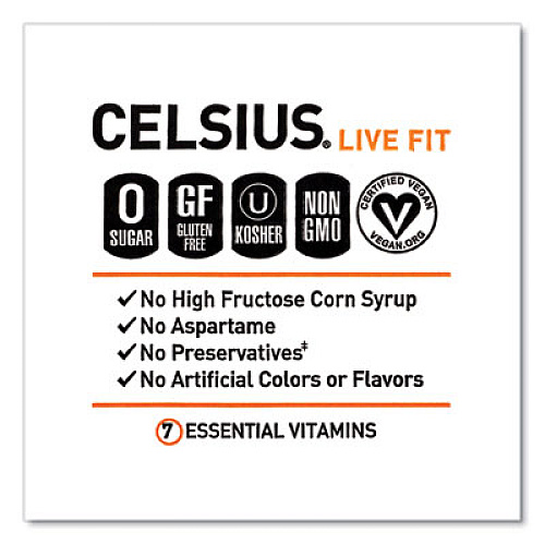 Celsius Live Fit Variety Pack, Kiwi Guava and Orange, 12 oz Can, 24/Carton (22002166)