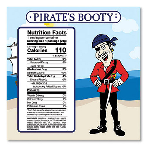 Pirate's Booty Cheddar Blast, Cheddar Cheese, 0.75 oz Bag, 16/Carton (32400002)