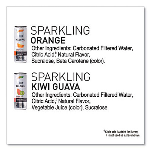 Celsius Live Fit Variety Pack, Kiwi Guava and Orange, 12 oz Can, 24/Carton (22002166)