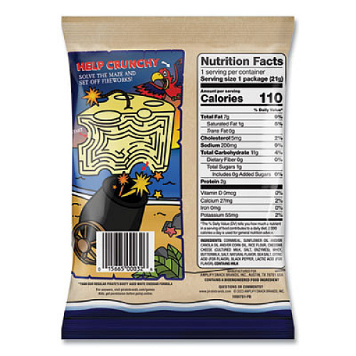Pirate's Booty Cheddar Blast, Cheddar Cheese, 0.75 oz Bag, 16/Carton (32400002)