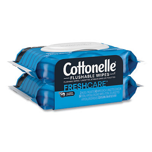 Cottonelle Fresh Care Flushable Cleansing Cloths, 1-Ply, 3.73 x 5.5, White, 84/Pack (35970)