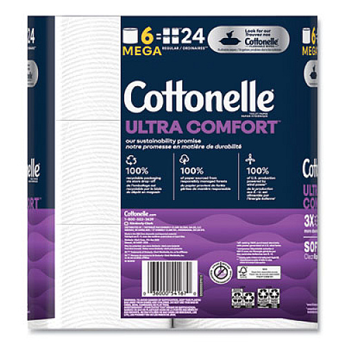Cottonelle Ultra ComfortCare Toilet Paper, Soft Tissue, Septic Safe, 2-Ply, White, 284 Sheets/Roll, 6 Rolls/Pack, 36 Rolls/Carton (55707)