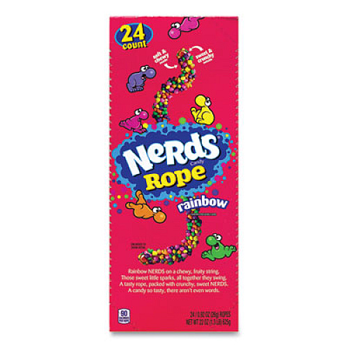 Nestl Nerds Rope Candy, Fruity, 0.92 oz Individually Wrapped, 24/Carton (22002136)