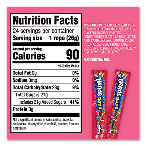 Nestl Nerds Rope Candy, Fruity, 0.92 oz Individually Wrapped, 24/Carton (22002136)