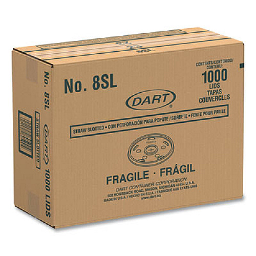 Dart Plastic Cold Cup Lids, Fits 8 oz to 9 oz Cold Cups, Translucent, 100/Pack, 10 Packs/Carton (8SL)