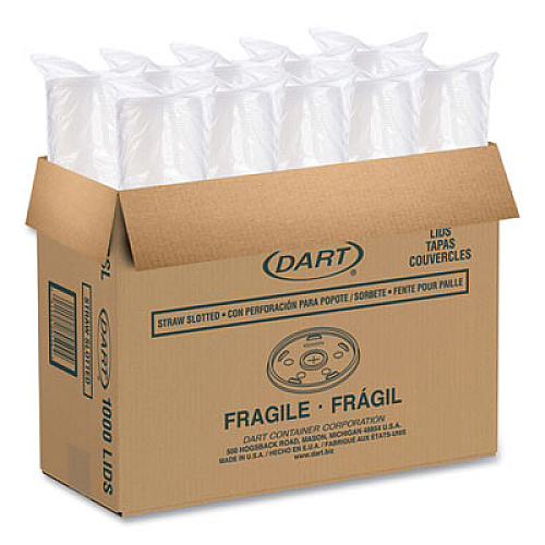 Dart Plastic Cold Cup Lids, Fits 8 oz to 9 oz Cold Cups, Translucent, 100/Pack, 10 Packs/Carton (8SL)