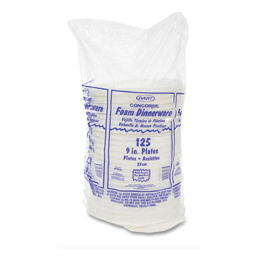 DART CONTAINER CORPORATION Concorde Non-Laminated Foam Plates, 9" dia, White, 125/Pack (9PWCRPK)
