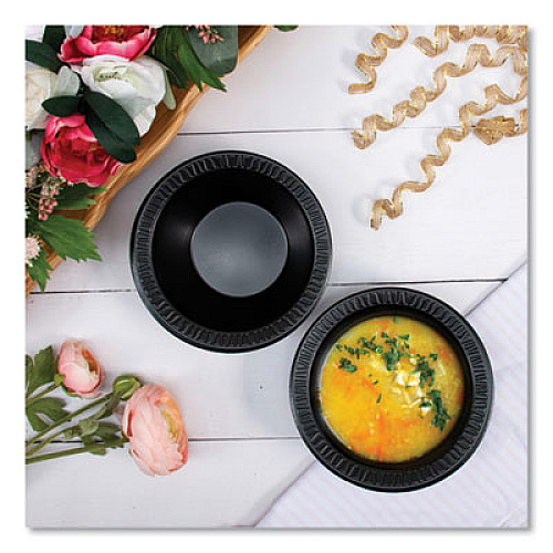 Dart Quiet Classic Laminated Foam Dinnerware, Bowl, 12 oz, Black, 1,000/Carton (12BWBQR)