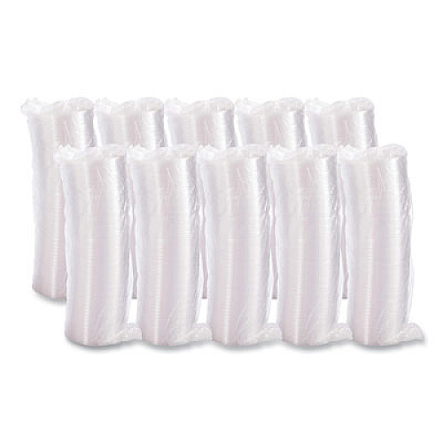 Dart Plastic Lids for Foam Cups, Bowls and Containers, Flat, Not Vented, Fits 6 oz to 32 oz, Clear, 100/Sleeve, 10 Sleeves/Carton (20CLR)