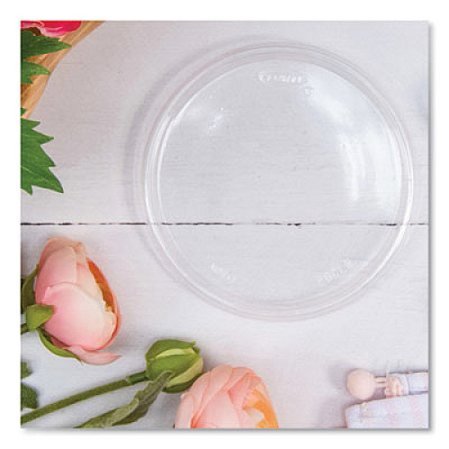 Dart Plastic Lids for Foam Cups, Bowls and Containers, Flat, Not Vented, Fits 6 oz to 32 oz, Clear, 100/Sleeve, 10 Sleeves/Carton (20CLR)