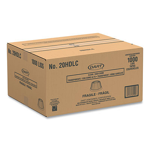 Dart D-T Sundae/Cold Cup Lids, Fits 5 oz to 32 oz Cold Cups, Plastic, Clear, 50/Pack, 20 Packs/Carton (20HDLC)