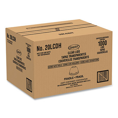 SOLO Cappuccino Dome Sipper Lids, Fits 30 oz to 32 oz Hot Cups, Plastic, Clear, 50/Pack, 20 Packs/Carton (20LCDH)
