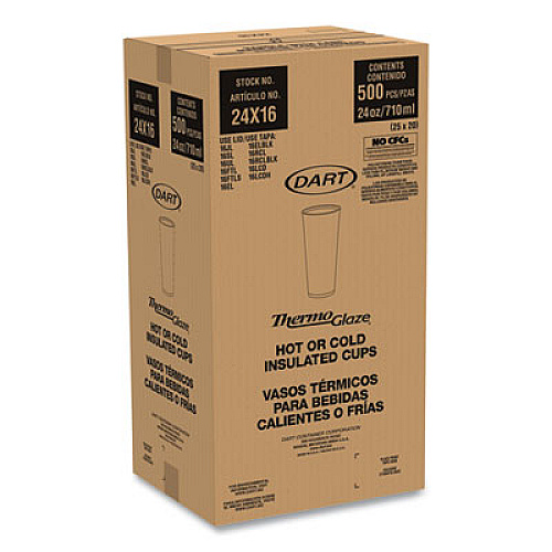 Dart Cafe G Foam Hot/Cold Cups, 24 oz, Brown/Green/White, 20/Bag, 25 Bags/Carton (24X16G)
