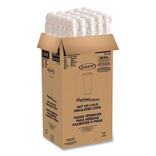 Dart Cafe G Foam Hot/Cold Cups, 24 oz, Brown/Green/White, 20/Bag, 25 Bags/Carton (24X16G)
