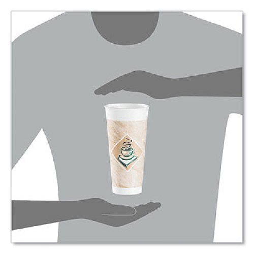 Dart Cafe G Foam Hot/Cold Cups, 24 oz, Brown/Green/White, 20/Bag, 25 Bags/Carton (24X16G)