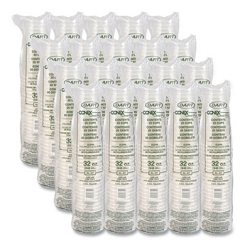 Dart Conex ClearPro Plastic Cold Cups, 32 oz, Clear, 25/Bag, 20 Bags/Carton (32P)