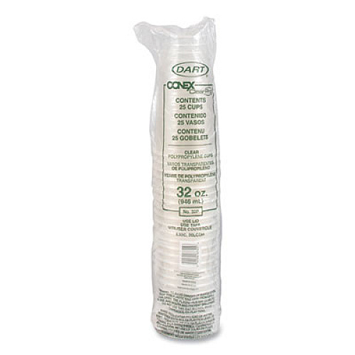 Dart Conex ClearPro Plastic Cold Cups, 32 oz, Clear, 25/Bag, 20 Bags/Carton (32P)