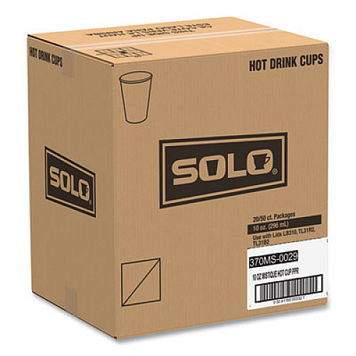 SOLO Single Sided Poly Paper Hot Cups, 10 oz, Mistique Design, 50/Bag, 20 Bags/Carton (370MS)
