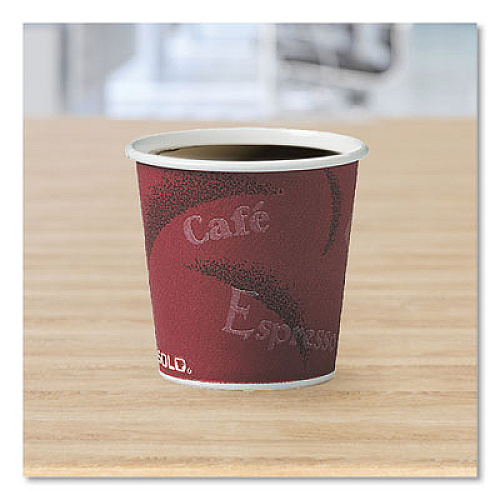 SOLO Single-Sided Poly Paper Hot Cups, 4 oz, Bistro Design, 50/Pack, 20 Packs/Carton (374SI)
