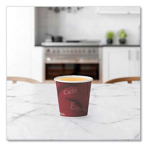 SOLO Single-Sided Poly Paper Hot Cups, 4 oz, Bistro Design, 50/Pack, 20 Packs/Carton (374SI)