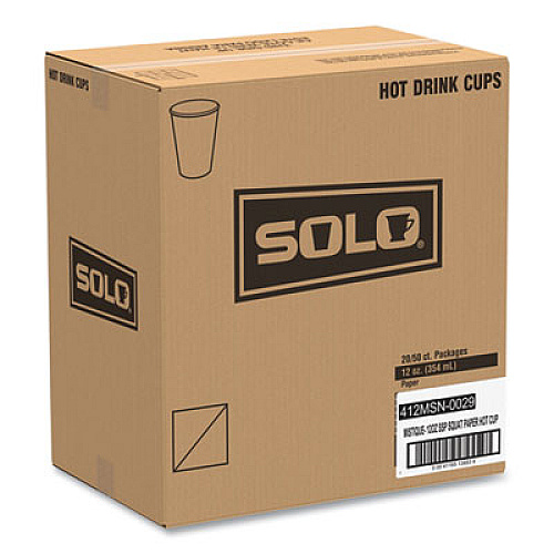 SOLO Mistique Polycoated Hot Paper Cups, 12 oz, Brown, 50/Sleeve, 20 Sleeves/Carton (412MSN)