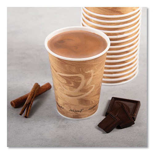 SOLO Mistique Polycoated Hot Paper Cups, 12 oz, Brown, 50/Sleeve, 20 Sleeves/Carton (412MSN)