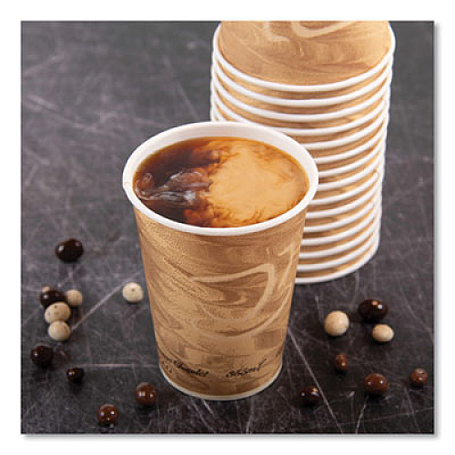 SOLO Mistique Polycoated Hot Paper Cups, 12 oz, Brown, 50/Sleeve, 20 Sleeves/Carton (412MSN)