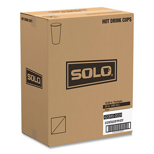 SOLO Single Sided Poly Paper Hot Cups, 20 oz, Mistique Design, 40/Bag, 15 Bags/Carton (420MS)