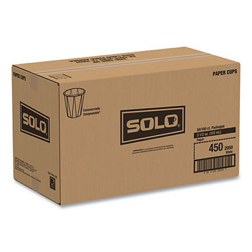 SOLO Paper Portion Cups, ProPlanet Seal, 3.5 oz, White, 100/Bag, 50 Bags/Carton (450)
