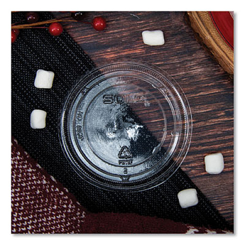 SOLO Straw-Slot Cold Cup Lids, Fits 9 oz to 20 oz Cold Cups, Plastic, Clear, 100/Sleeve, 10 Sleeves/Carton (662TSCT)