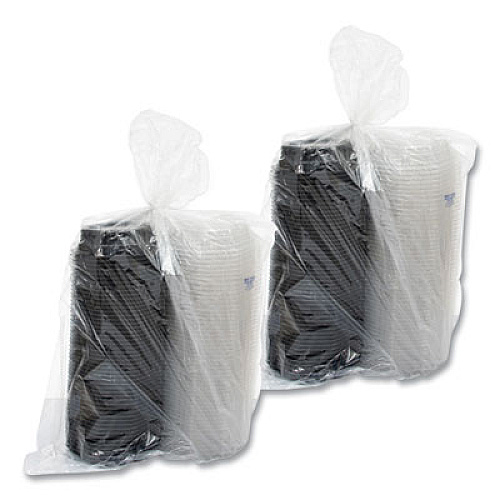 SOLO OctaView Hinged-Lid Hot Food Containers, 6.3 x 1.2 x 1.2, Black/Clear, Plastic, 200/Carton (806012PP94)