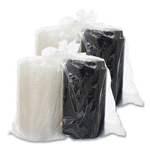 SOLO OctaView Hinged-Lid Hot Food Containers, 3 Compartments, 38 oz, 9.55 x 9.1 x 2.4, Black/Clear, Plastic, 100/Carton (809014PP94)