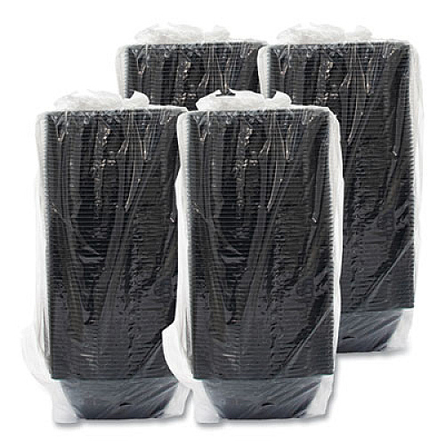 Dart PresentaBowls Pro Black Square Bowls, 64 oz, 8.5 x 8.5 x 3.3, Plastic, 63/Bag, 4 Bags/Carton (B64SB)