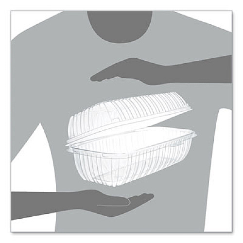 Dart Showtime Clear Hinged Containers, Hoagie Container, 29.9 oz, 5.1 x 9.9 x 3.5, Clear, Plastic, 100/Bag, 2 Bags/Carton (C99HT1)