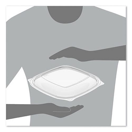 Dart PresentaBowls Pro Clear Square Lids for 24 oz to 32 oz Bowls, 8.5 x 8.5 x 0.5, Clear, Plastic, 63/Bag, 4 Bags/Carton (C2464BDL)