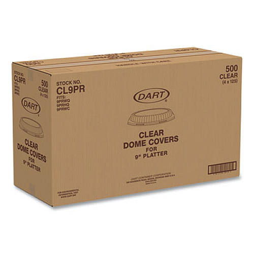 Dart Dome Covers for Dinnerware, Clear, Plastic, 125/Bag, 4 Bags/Carton (CL9PR)
