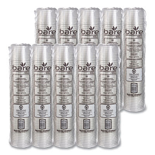 SOLO Bare Eco-Forward RPET Deli Containers, ProPlanet Seal, 16 oz, 4.6" Diameter x 3" h, Clear, Plastic, 500/Carton (DM16R)