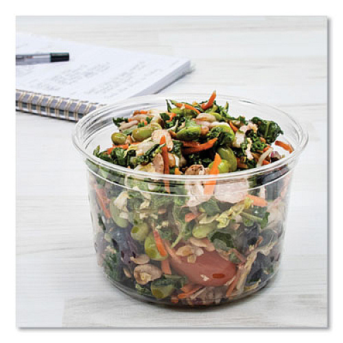 SOLO Bare Eco-Forward RPET Deli Containers, ProPlanet Seal, 16 oz, 4.6" Diameter x 3" h, Clear, Plastic, 500/Carton (DM16R)