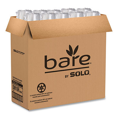 SOLO Bare Eco-Forward RPET Deli Containers, ProPlanet Seal, 16 oz, 4.6" Diameter x 3" h, Clear, Plastic, 500/Carton (DM16R)