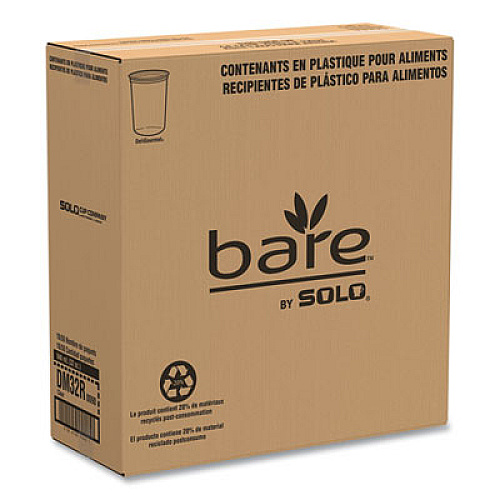SOLO Bare Eco-Forward RPET Deli Containers, ProPlanet Seal, 32 oz, Clear, Plastic, 50/Pack, 10/Carton (DM32R)