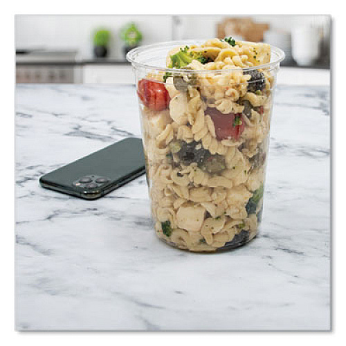 SOLO Bare Eco-Forward RPET Deli Containers, ProPlanet Seal, 32 oz, Clear, Plastic, 50/Pack, 10/Carton (DM32R)