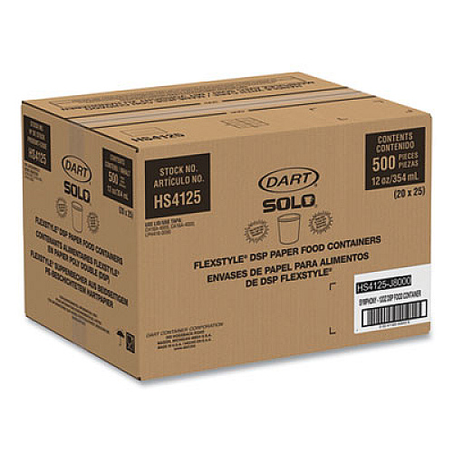 SOLO Double Poly Paper Food Containers, 12 oz, 3.6" Diameter x 3.3" h, Symphony Design, 25/Pack, 20 Packs/Carton (HS4125SYM)