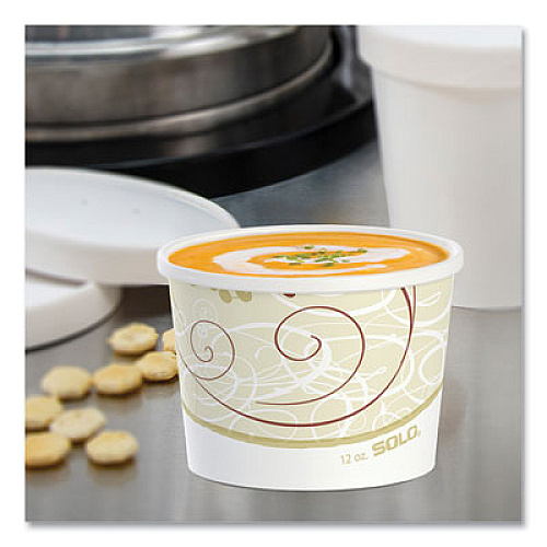 SOLO Double Poly Paper Food Containers, 12 oz, 3.6" Diameter x 3.3" h, Symphony Design, 25/Pack, 20 Packs/Carton (HS4125SYM)