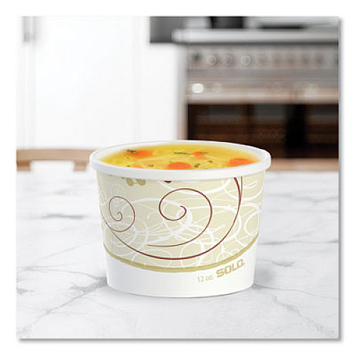 SOLO Double Poly Paper Food Containers, 12 oz, 3.6" Diameter x 3.3" h, Symphony Design, 25/Pack, 20 Packs/Carton (HS4125SYM)