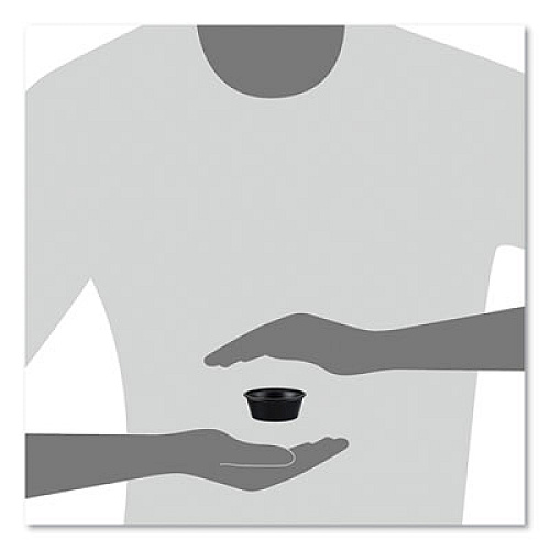 SOLO Portion Containers, 1.5 oz, Plastic, Black, 250/Bag, 10 Bags/Carton (P150BLK)