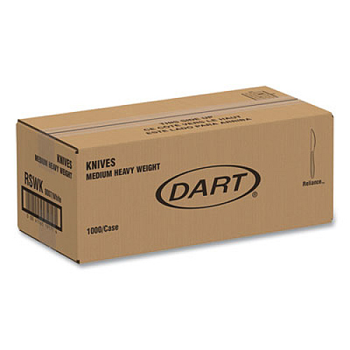 SOLO Reliance Mediumweight Cutlery, Standard Size, Knife, Plastic, White, 1,000/Carton (RSWK)