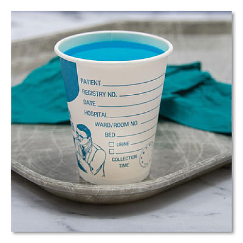 SOLO Paper Specimen Cups, 8 oz, Blue/White, 50/Sleeve, 20 Sleeves/Carton (SC378)
