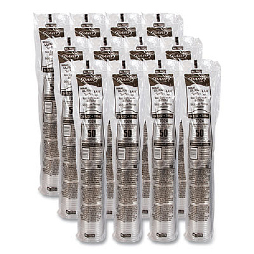 Dart Ultra Clear PETE Cold Cups, 24 oz, Plastic, Clear, 50/Sleeve, 12 Sleeves/Carton (TD24)