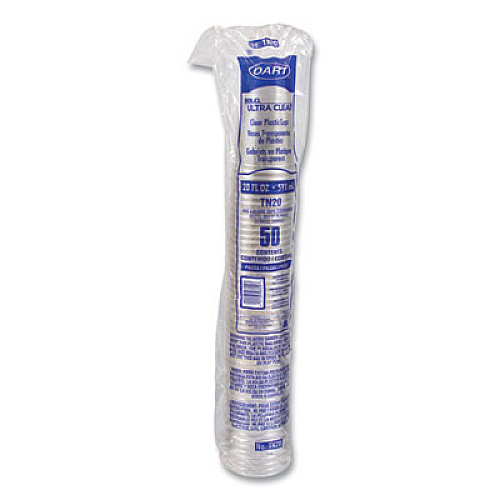 Dart Ultra Clear PETE Cold Cups, 20 oz, Plastic, Clear, 50/Sleeve, 20 Sleeves/Carton (TN20)